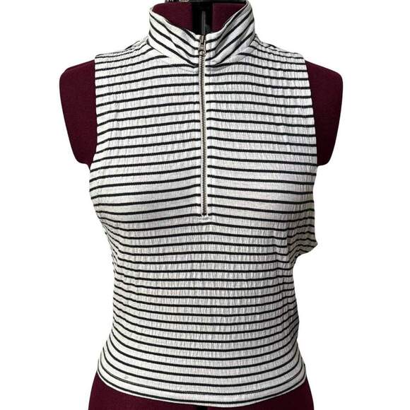 O'NEILL Slate Allina Stripe Zip Up Tank Top Top Navy Skimmer Cropped NWT Large - Picture 2 of 9